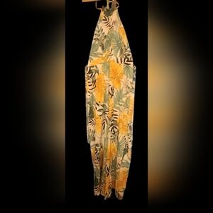 HYFVE Yellow Green Floral Halter Jumpsuit